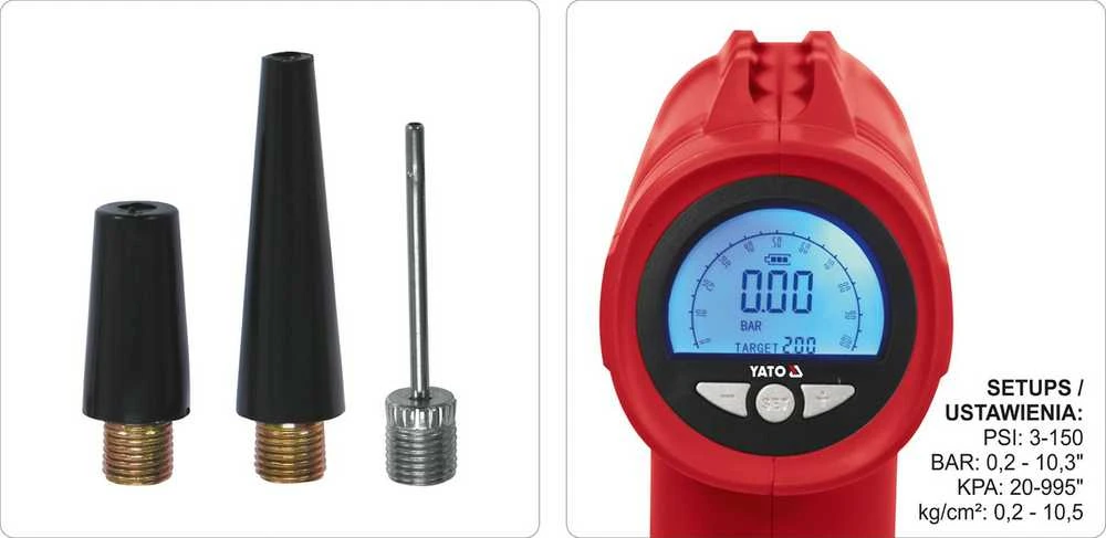 Yato Toya Sa Poland Akumuliatorinis kompresorius | 120W | LED | 150PSI | 25 L/MIN | LI-ION 11,1V 6000MAH | USB (YT-82950)