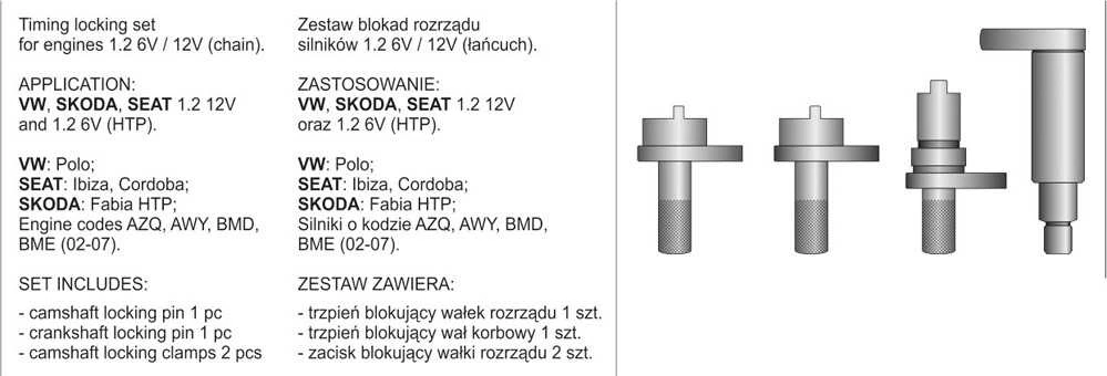 Toya Sa Poland Alkūninio veleno blokavimo rinkinys | VW Polo, Lupo, Seat, Skoda 1.2L (YT-06012)