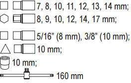 YATO "Master Drip Plug Key" komplektas, 18 vnt.