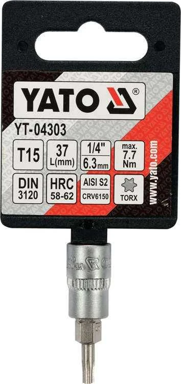 Yato Toya Sa Poland Antgalis įpresuotas į galvutę | 6.3 mm (1/4") | T-Star (Torx) T15 (YT-04303)