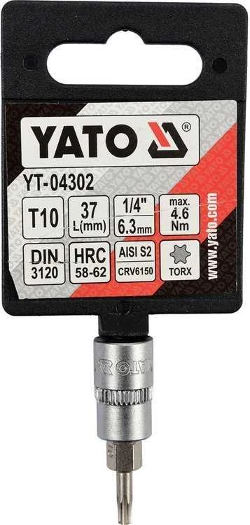 Yato Toya Sa Poland Antgalis įpresuotas į galvutę | 6.3 mm (1/4") | T-Star (Torx) T10 (YT-04302)