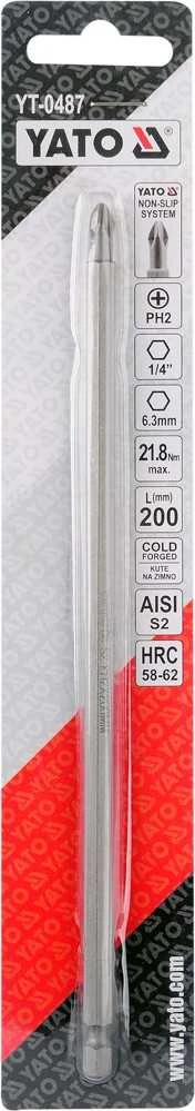 Yato ATASKAITOS DALYS / ĮKANDIMAI 1/4" PH2 x 200mm HRC 58-62 S2 0487