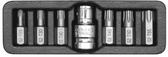 Toya Sa Poland YATO TORX antgaliai 7 elementai. T25 - T55 + ADAPTERIS 0410