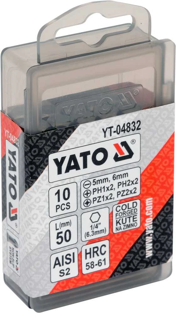 YATO KOMPLET sukimo antgalių / BITÓW 10vnt / 50mm (plokščias, PH, PZ) 04832