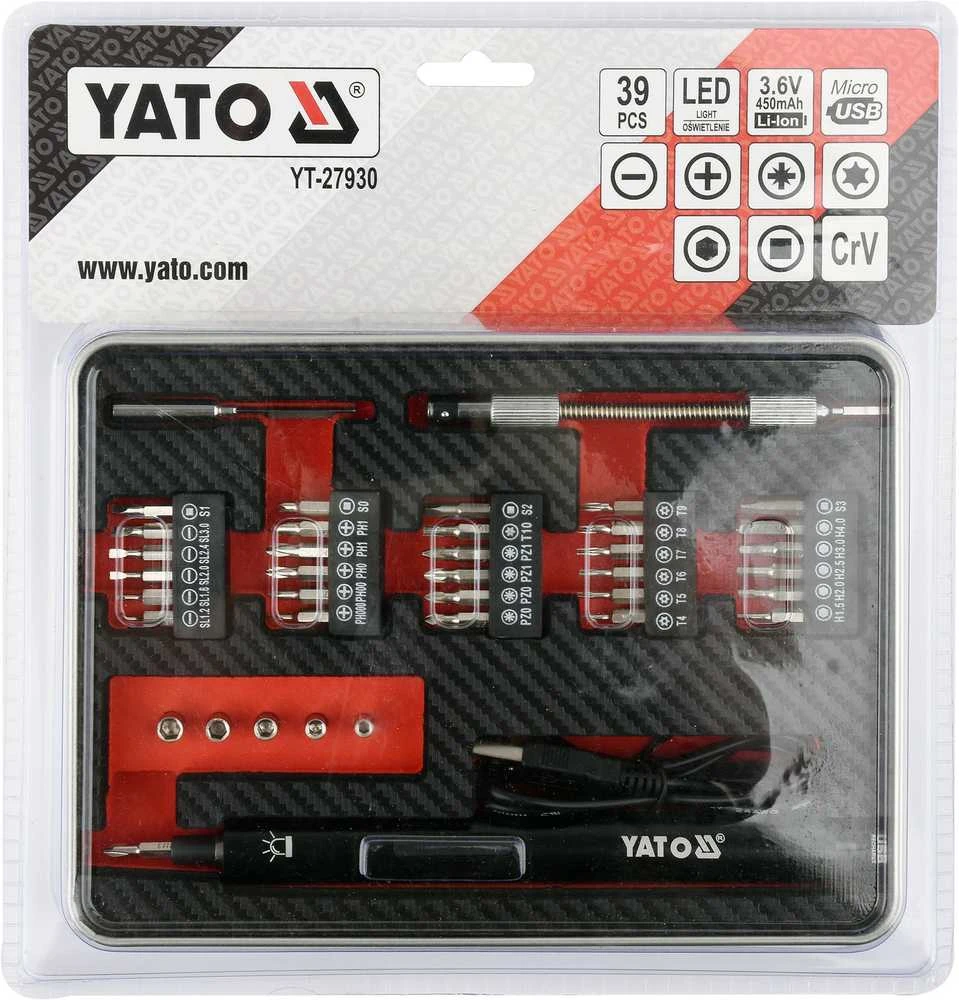 YATO PRECISION ATRUKTUVAS AKU 3.6V SU ANT 39vnt.