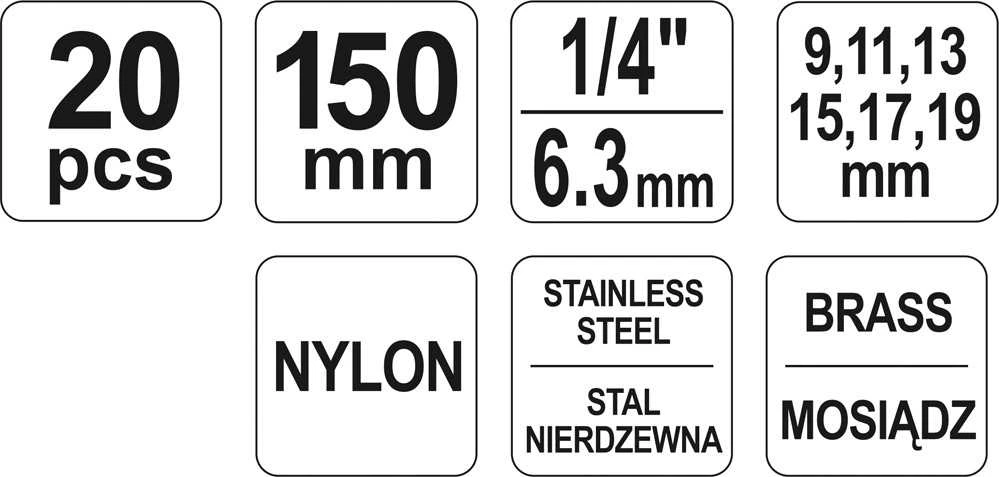 YATO ŠEPEČIŲ RINKINYS ŽVAKIŲ LIZDAI 20 vnt.