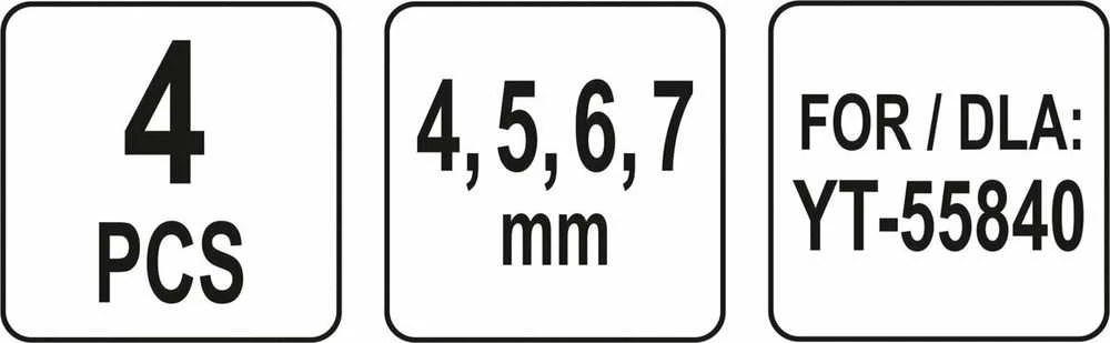 Toya Sa Poland Atsarginiai antgaliai smėliapūtei | 4, 5, 6, 7 mm | YT-55840 (YT-55844)