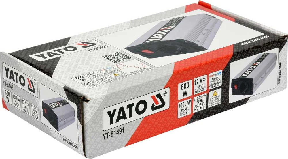 Yato Toya Sa Poland Automobilinis įtampos inverteris | 12/230V 800 W (YT-81491)
