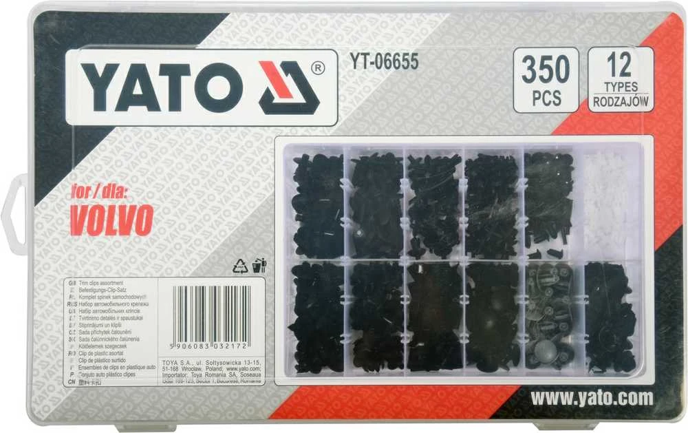 Yato Toya Sa Poland Automobilinis klipsų asortimentas | Volvo | 350 vnt. (YT-06655)