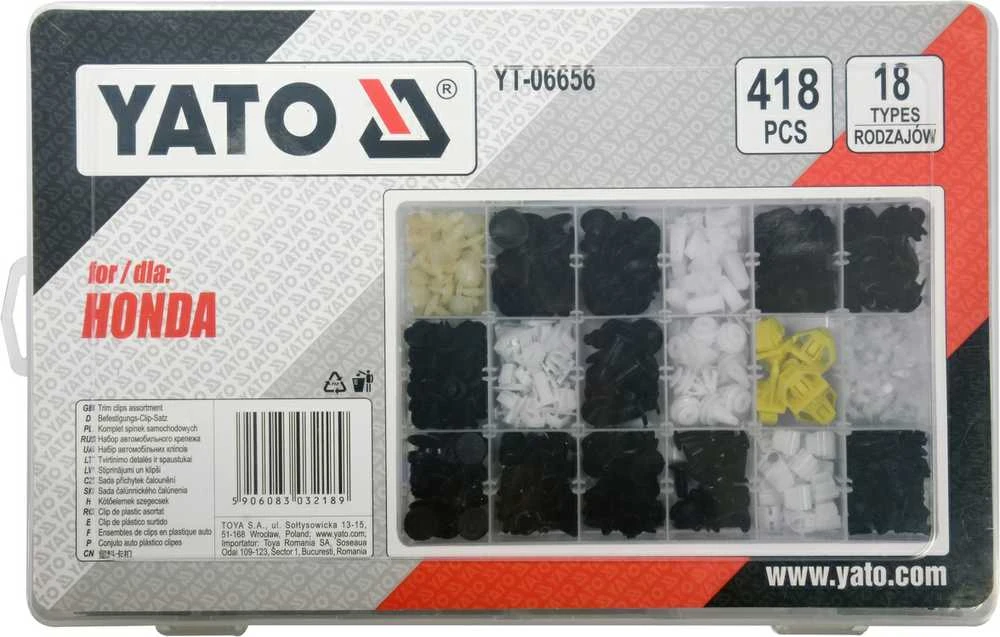 Yato Toya Sa Poland Automobilinis klipsų asortimentas Honda | 418 vnt. (YT-06656)