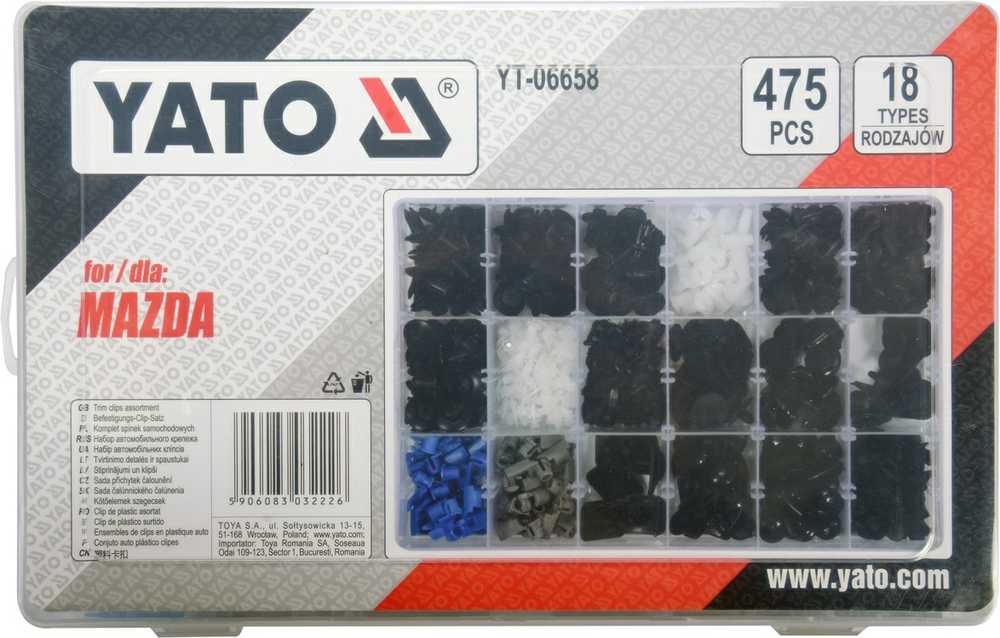 Yato Toya Sa Poland Automobilinis klipsų asortimentas Mazda | 475 vnt. (YT-06658)