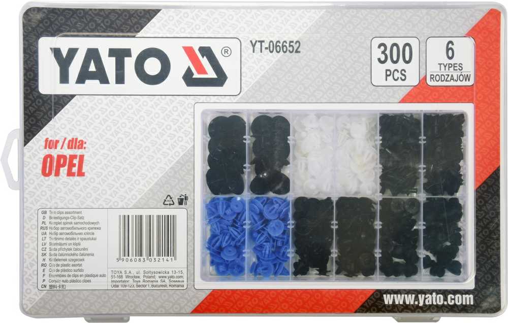 Yato Toya Sa Poland Automobilinis klipsų asortimentas Opel | 300 vnt. (YT-06652)