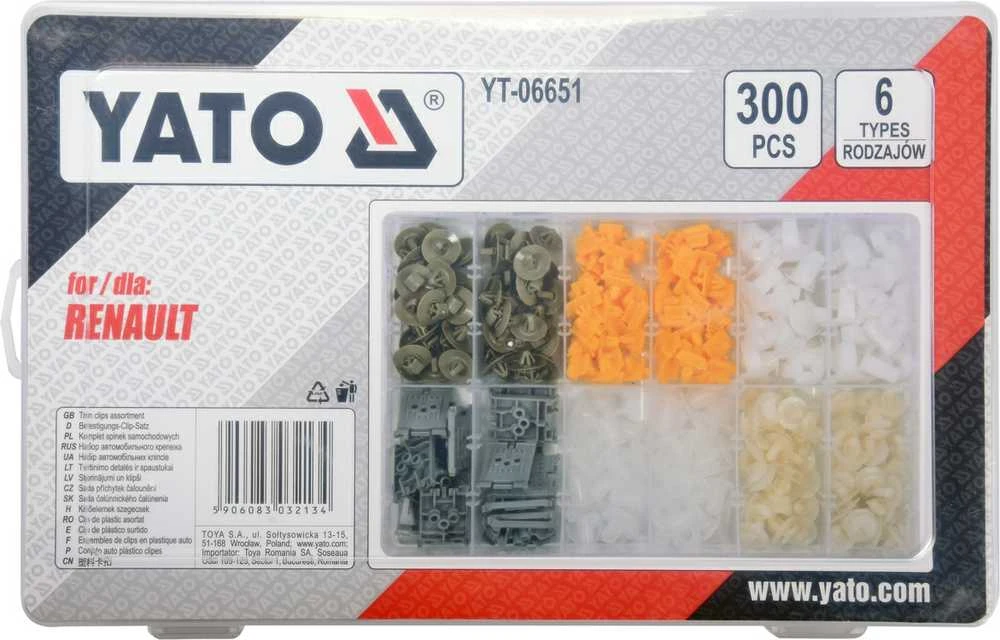 Yato Toya Sa Poland Automobilinis klipsų asortimentas Renault | 300 vnt. (YT-06651)