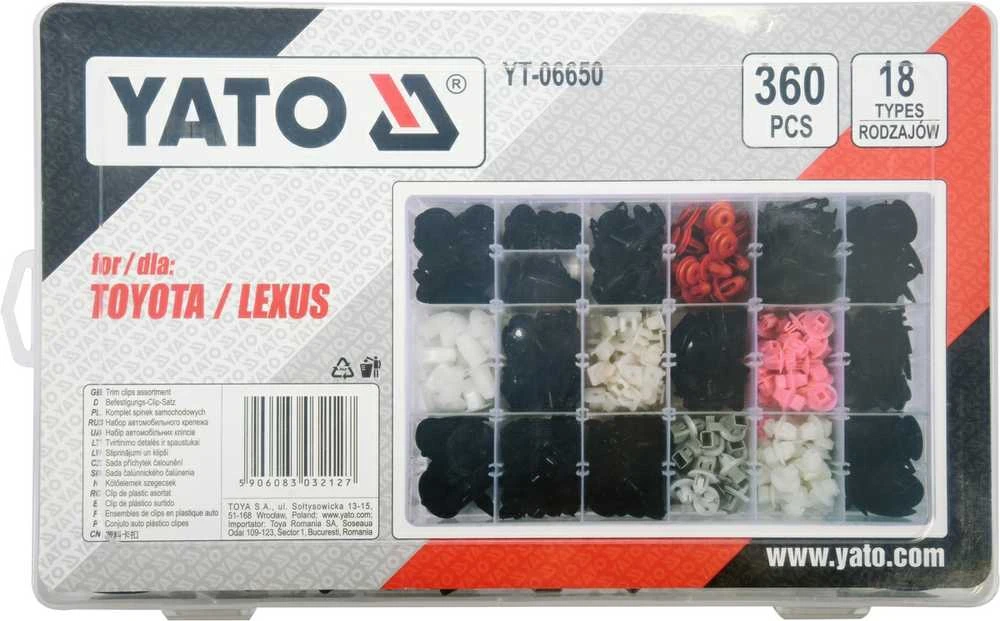 Yato Toya Sa Poland Automobilinis klipsų asortimentas Toyota, Lexus | 360 vnt. (YT-06650)