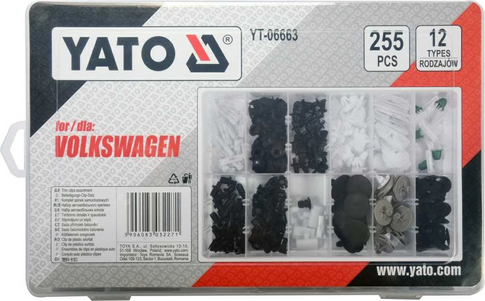 Yato Toya Sa Poland Automobilinis klipsų asortimentas VW | 255 vnt. (YT-06663)