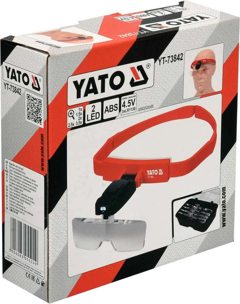 Yato Toya Sa Poland Binoklinė lupa su apšvietimu | dedama ant galvos | 5 nustatymai X1/X1,5/X2/X2,5X/3,5 (YT-73842)