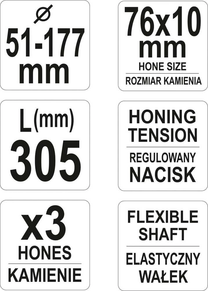 Yato Toya Sa Poland Cilindrų šveitiklis (Honas) 3-kojis | Ø 51 - 177 mm (YT-05812)