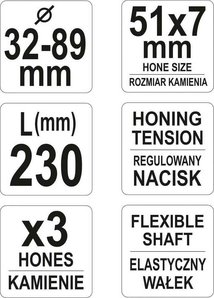 Yato Toya Sa Poland Cilindrų šveitiklis (Honas) 3-kojis | Ø 32 - 89 mm (YT-05811)