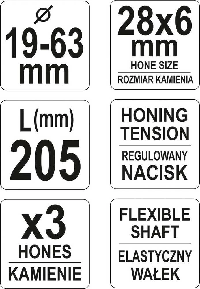 Yato Toya Sa Poland Cilindrų šveitiklis (Honas) 3-kojis | Ø 19 - 63 mm (YT-05810)