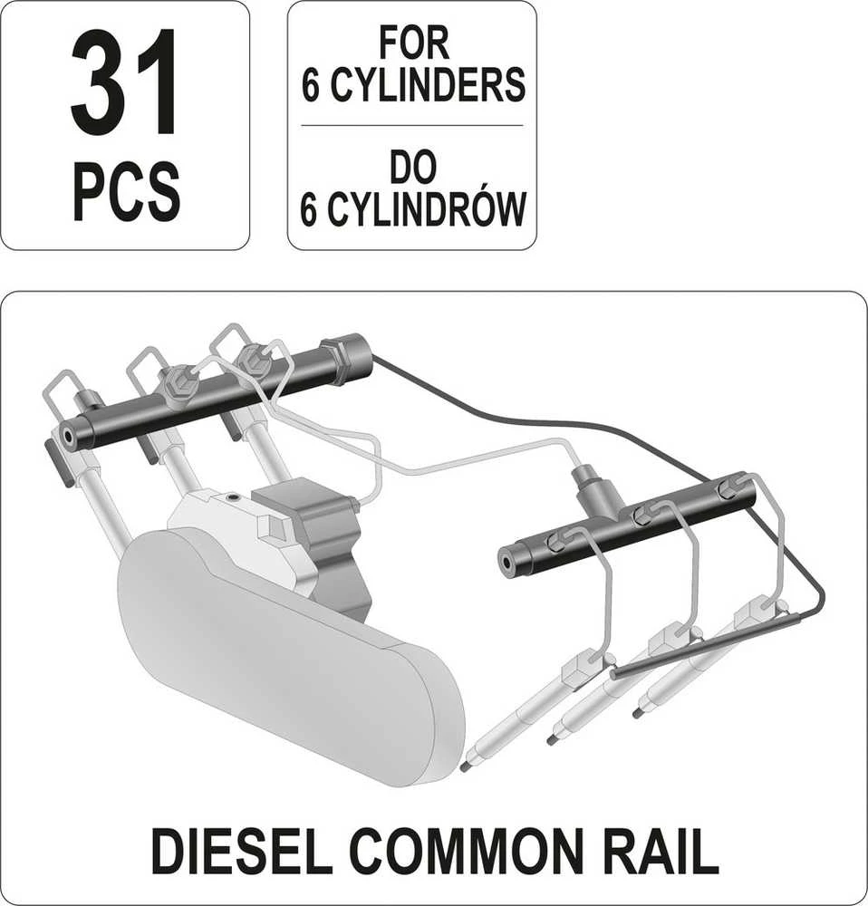 Yato Toya Sa Poland Common Rail purkštukų diagnostinis perpylimo rinkinys | 6 cilindrų varikliams (YT-7306)