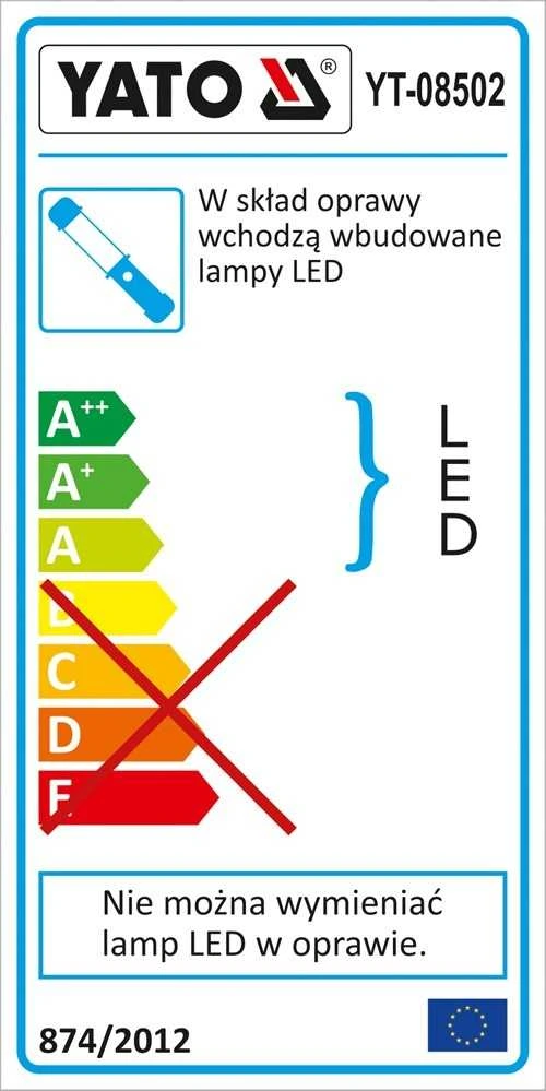 YATO DIRBTINĖS LEMPAS ĮKRAUJAMAS LED MAGNETAS + KABLIS 2-in-1 SUDARYTA, 180 LUMEN 3.6V ličio jonų