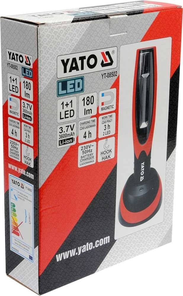 YATO DIRBTINĖS LEMPAS ĮKRAUJAMAS LED MAGNETAS + KABLIS 2-in-1 SUDARYTA, 180 LUMEN 3.6V ličio jonų