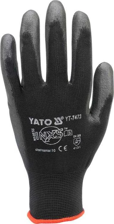 10 dydžio nailono Yato darbo pirštinės - juodos