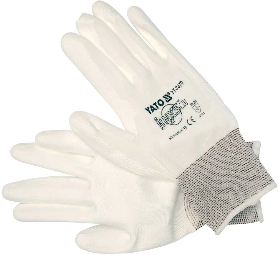 YATO RĘKAWICE NYLON/PU balta 10 7470