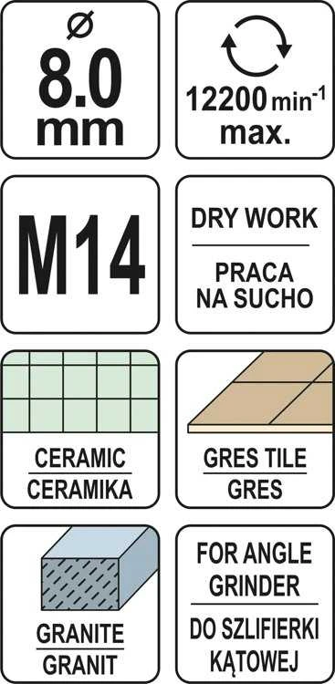 YATO CROWN M14 SU lituotu deimantiniu įterpimu 8 mm