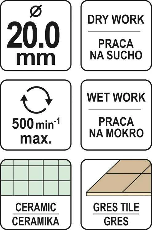 Grąžtas YATO KORONA Z NASYPEM DIAMENTOWYM 20mm