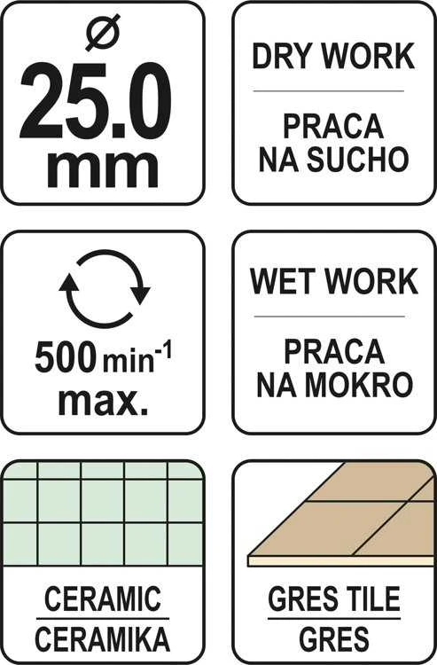 Grąžtas YATO KORONA Z NASYPEM DIAMENTOWYM 25mm