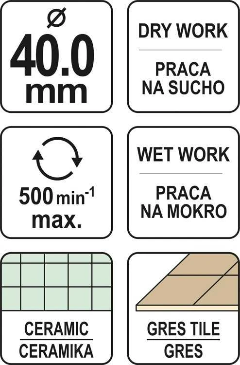 Grąžtas YATO KORONA Z NASYPEM DIAMENTOWYM 40mm