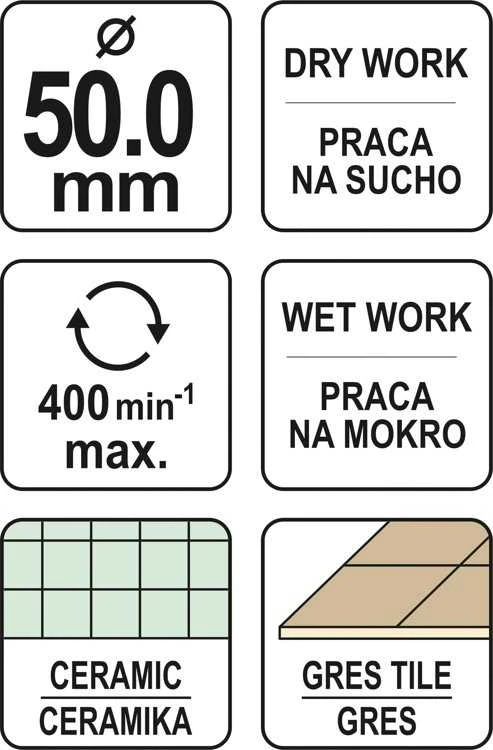 Grąžtas YATO KORONA Z NASYPEM DIAMENTOWYM 50mm