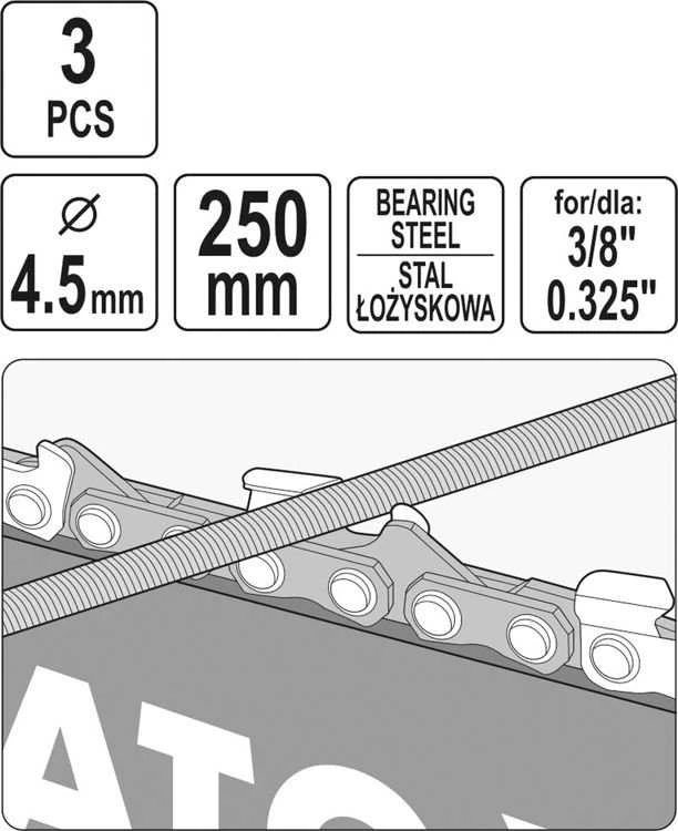 Yato Toya Sa Poland Dildelės | pjūklo grandinėms galąsti | 4.5 mm | 3 vnt. (YT-85026)