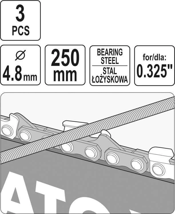 Yato Toya Sa Poland Dildelės | pjūklo grandinėms galąsti | 4.8 mm | 3 vnt. (YT-85027)