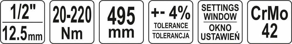 Dinamometrinis raktas YATO YT-07605 1/2'' 20-220NM