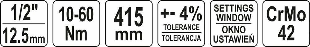 Yato Toya Sa Poland Dinamometrinis raktas | su skale | 12,5 mm (1/2") | 10 - 60 Nm (YT-07612)