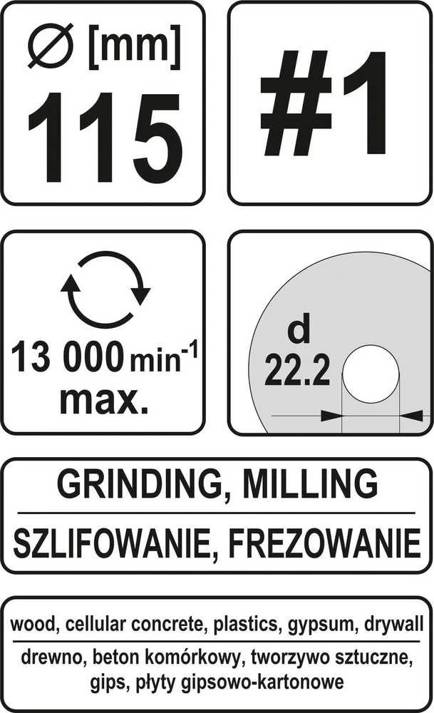 Yato Toya Sa Poland Diskas/freza medžiui 115mm, No1 (YT-59166)