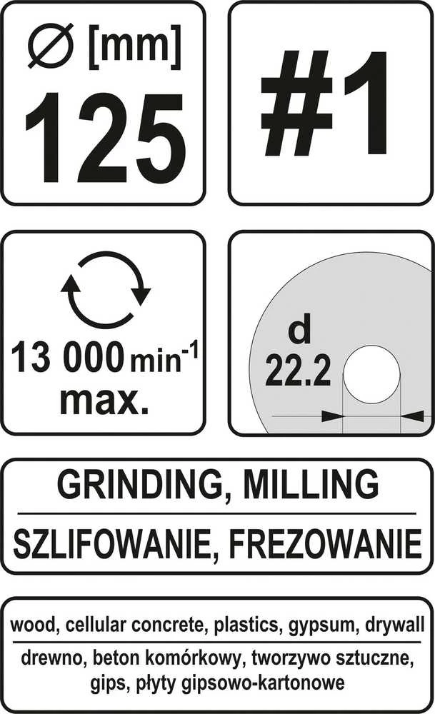 Yato Toya Sa Poland Diskas/freza medžiui | 125 mm | No1 (YT-59167)