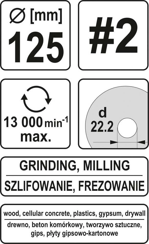 Yato Toya Sa Poland Diskas/freza medžiui 125mm, No2 (YT-59169)