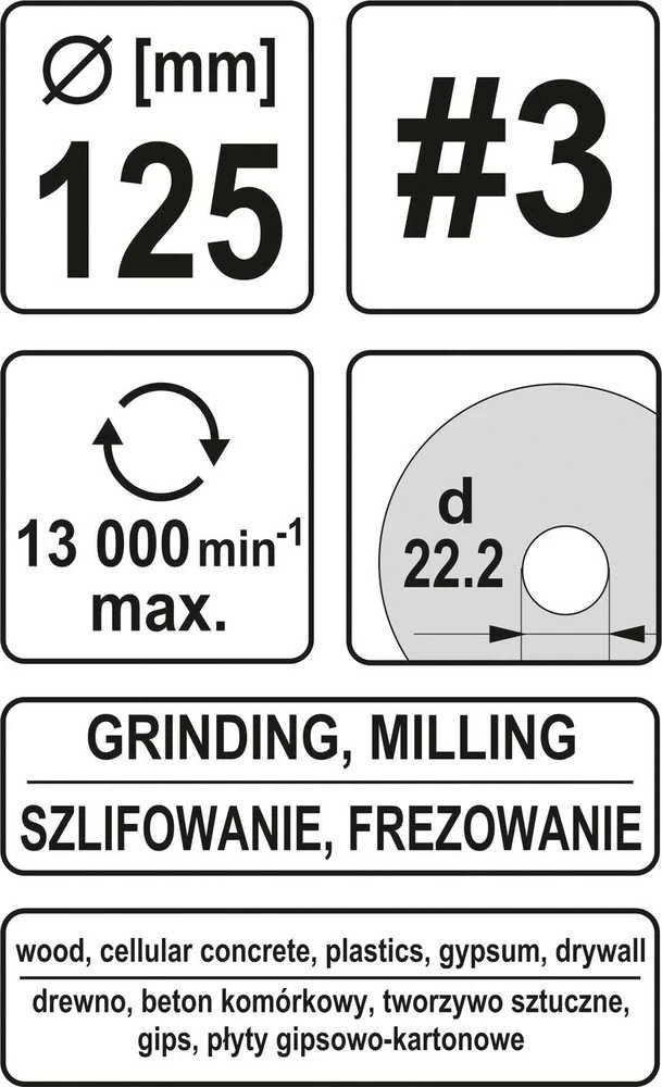 Toya Sa Poland Diskas/freza medžiui 125mm, No3 (YT-59170)