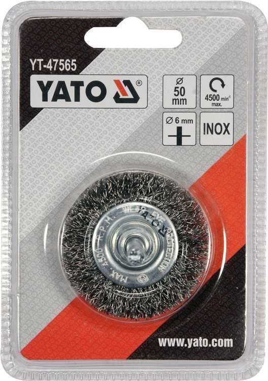 YATO DISKINIS ŠEPETĖLIS SU KOTU 50mm INOX