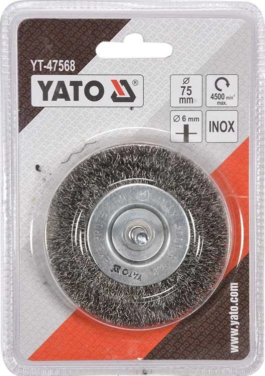 YATO DISKINIS ŠEPETĖLIS SU KOTU 75mm INOX