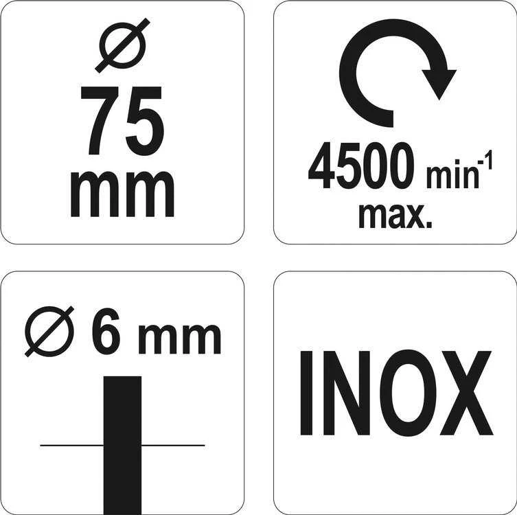 YATO DISKINIS ŠEPETĖLIS SU KOTU 75mm INOX