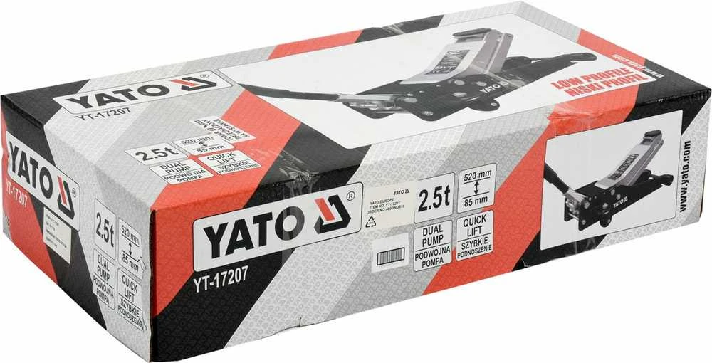 Yato Toya Sa Poland Domkratas ant ratukų | hidraulinis | žemo profilio | 85-520 mm | 2.5 t. (YT-17207)