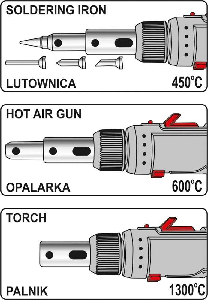 YATO DUJINIS lituoklis 3in1 + PRIEDAI 36706