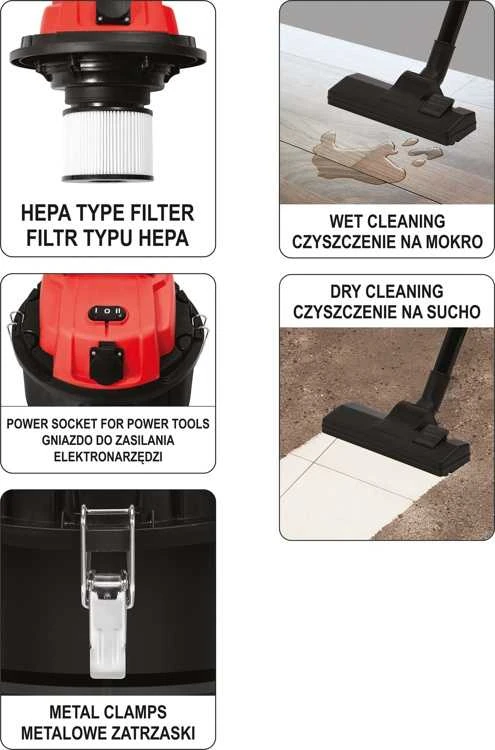 Dulkių siurblys YATO YT-85700, 1400W / 20L
