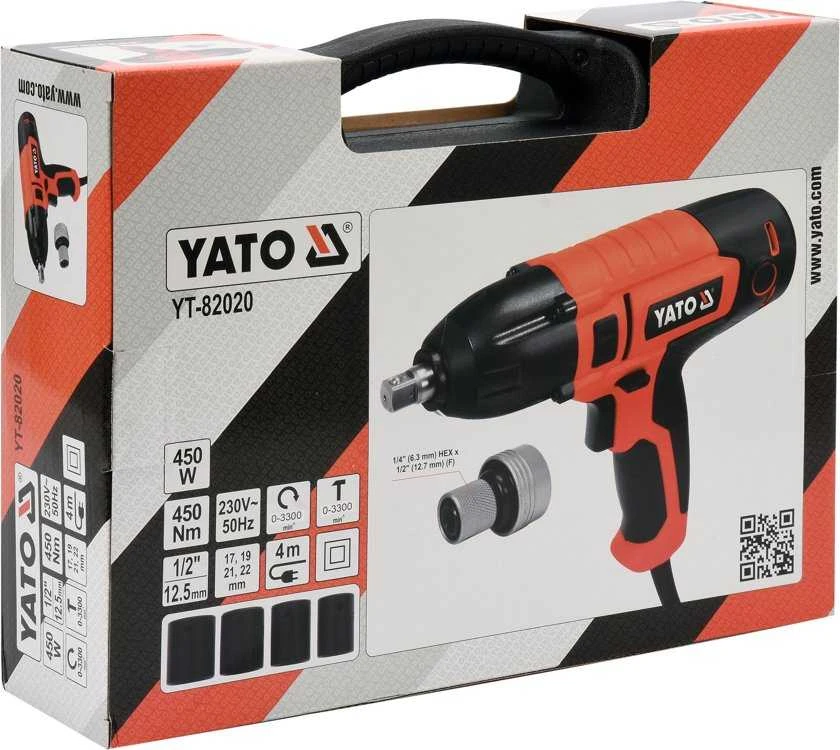 YATO elektrinis smūginis veržliasukis YT-82020 450 W 1/2" 450 Nm