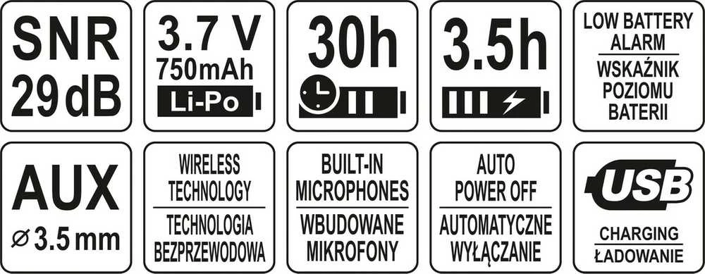 YATO darbinės ausinės su Bluetooth YT-74626