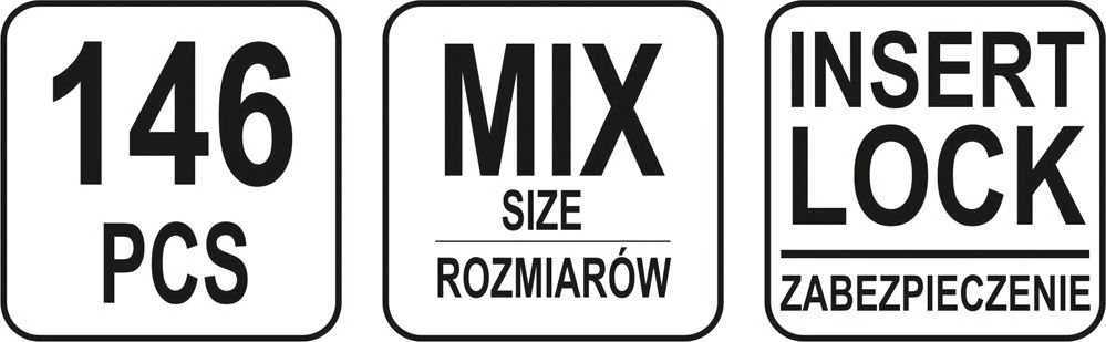 YATO RIŠŠTUČIŲ RINKINYS SU APSAUGA / SAVAITINIS LAIKODALIS 146 vnt. M4, M5, M6, M8, M10, M12